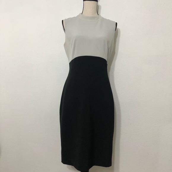 Halogen light Gray and Black Colorblock Mock Neck Sheath Dress Size 4 - Picture 3 of 9
